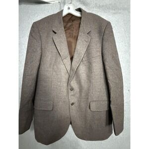 Aldo Rossini Blazer Sport Coat Mens 44R Brown Wool Check Tweed Jacket Classic